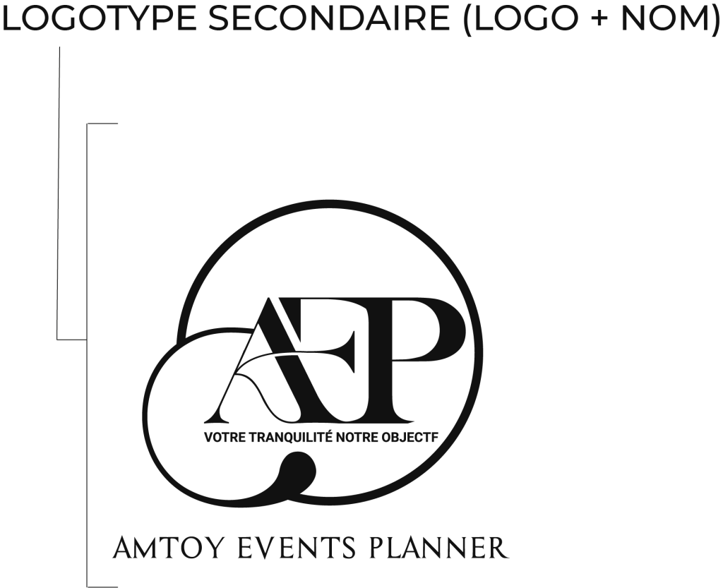 LOGOTYPE PRINCIPAL (LOGO) Le logotype d'AMTOY EVENTS PLANNER se compose de l'acronyme "AMTOY" ainsi que d'un symbole représentant l'harmonie des éléments événementiels. Ce symbole évoque notre rôle en tant que facilitateur, guidant nos clients dans la réalisation de leurs événements mémorables. Les éléments visuels incorporés, tels que des étoiles scintillantes, des confettis ou des éléments festifs, reflètent notre engagement envers la création d'événements uniques et exceptionnels.